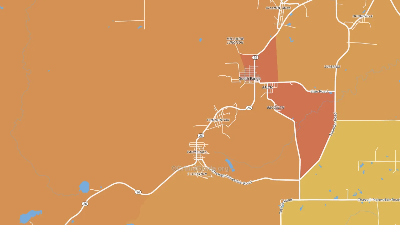 Trimountain, MI Map of Murder Rates