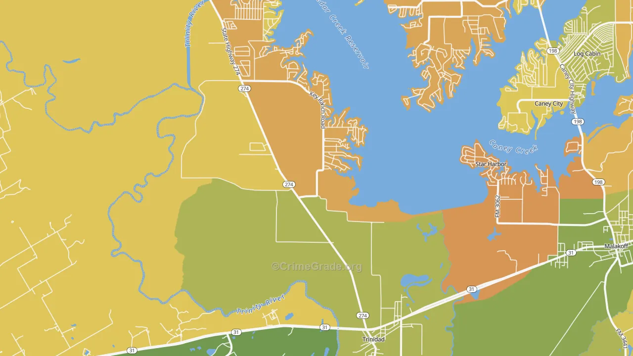 Trinidad, TX Map of Murder Rates