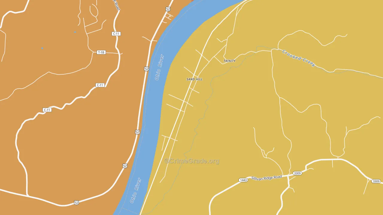 Trinity, KY Map of Murder Rates