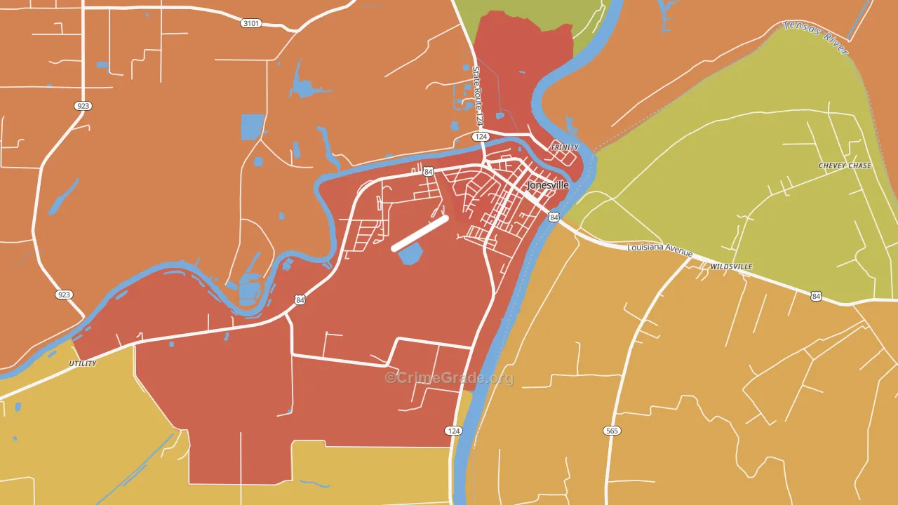 Trinity, LA Map of Murder Rates