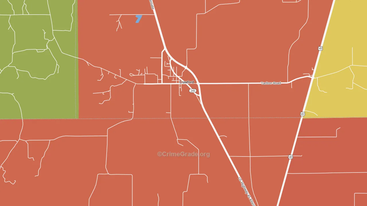 Trinity, MS Map of Murder Rates