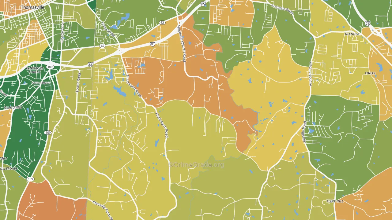 Trinity, NC Map of Murder Rates