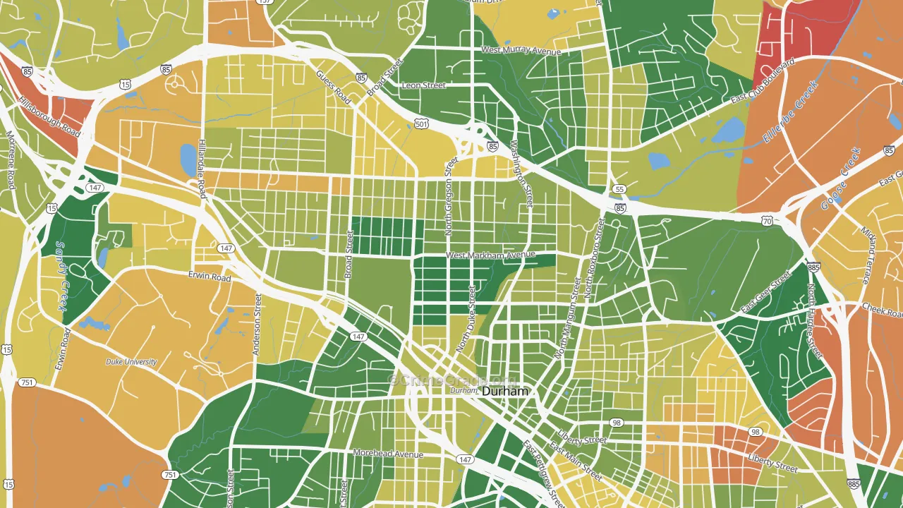 Trinity Park, Durham, NC Map of Murder Rates