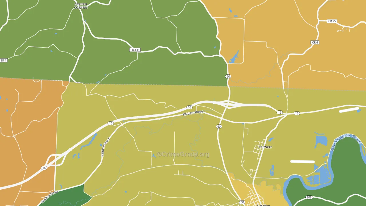 Trinway, OH Map of Murder Rates