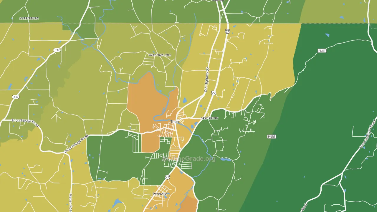 Trion, GA Map of Murder Rates