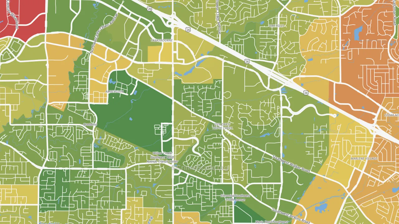 Triple Creek, Beaverton, OR Map of Murder Rates