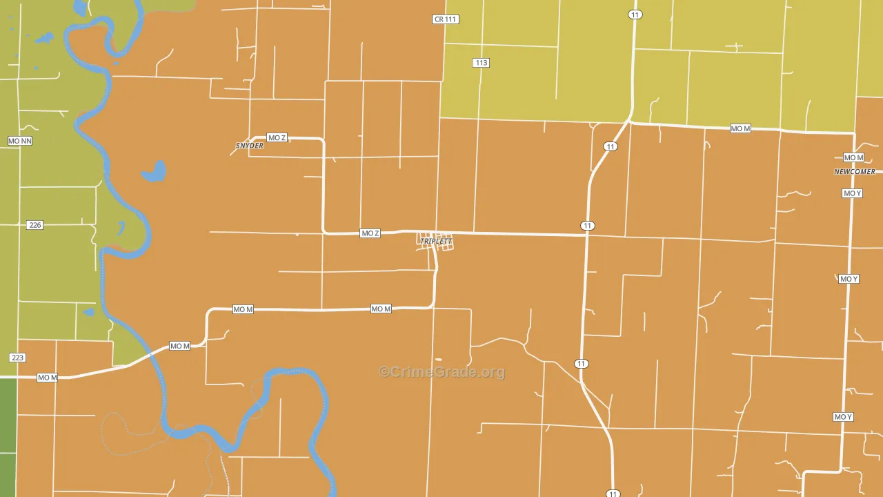 Triplett, MO Map of Murder Rates