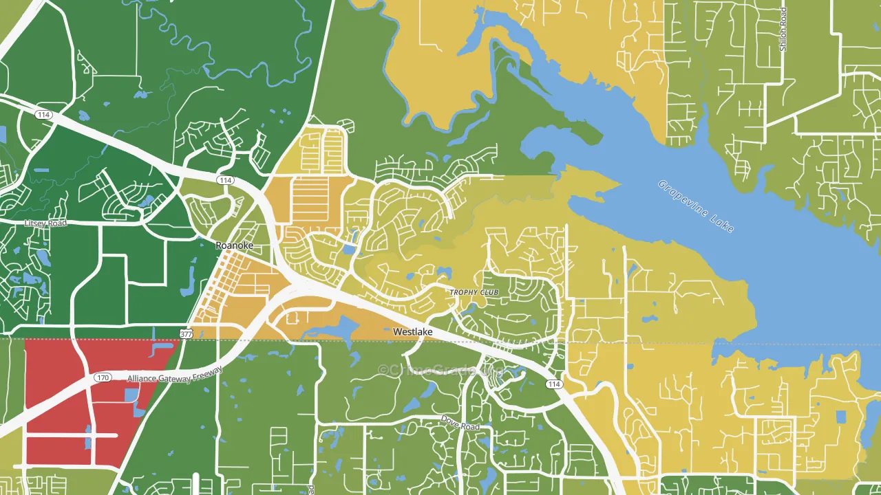 Trophy Club, TX Map of Murder Rates