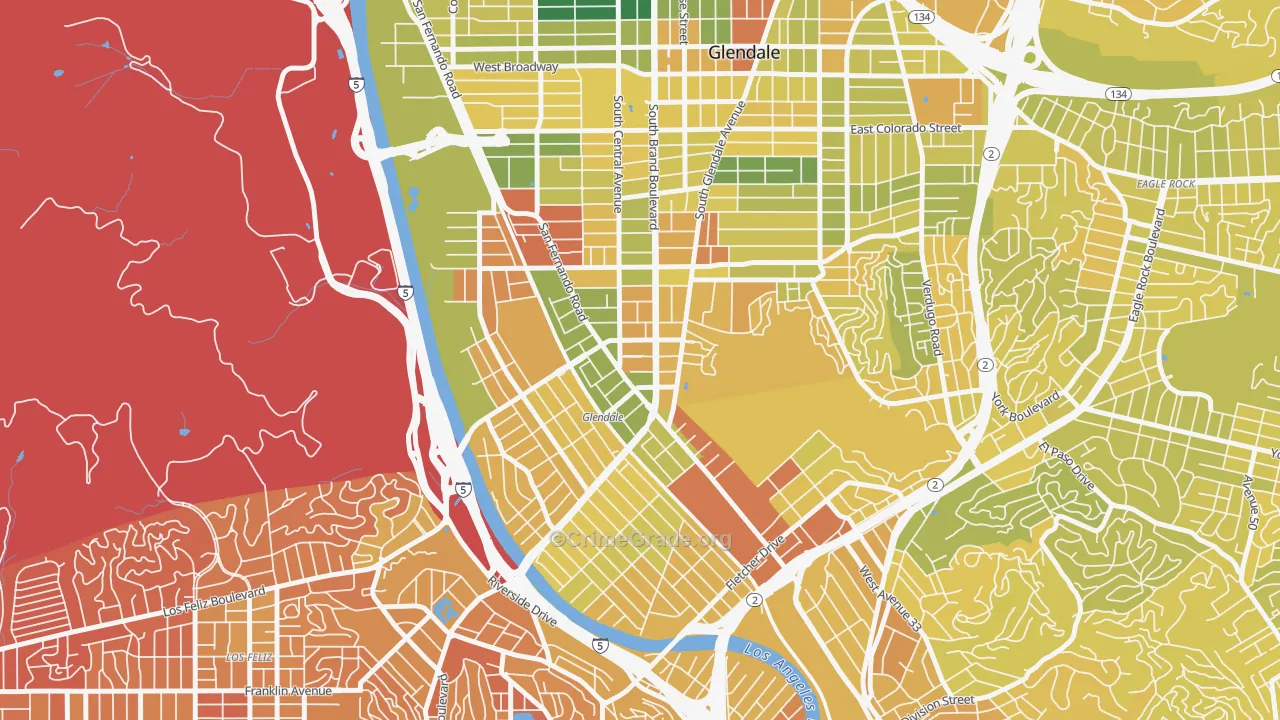 Tropico, Glendale, CA Map of Murder Rates
