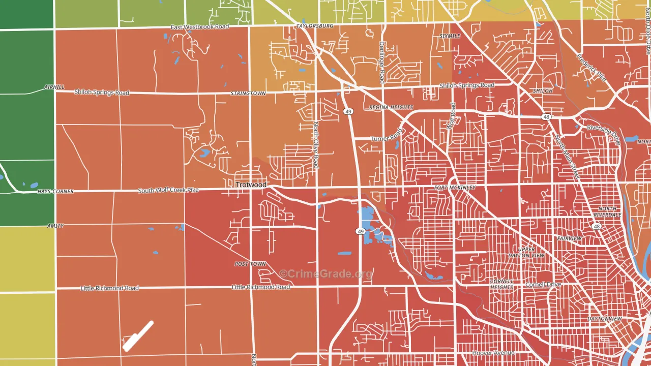 Trotwood, OH Map of Murder Rates