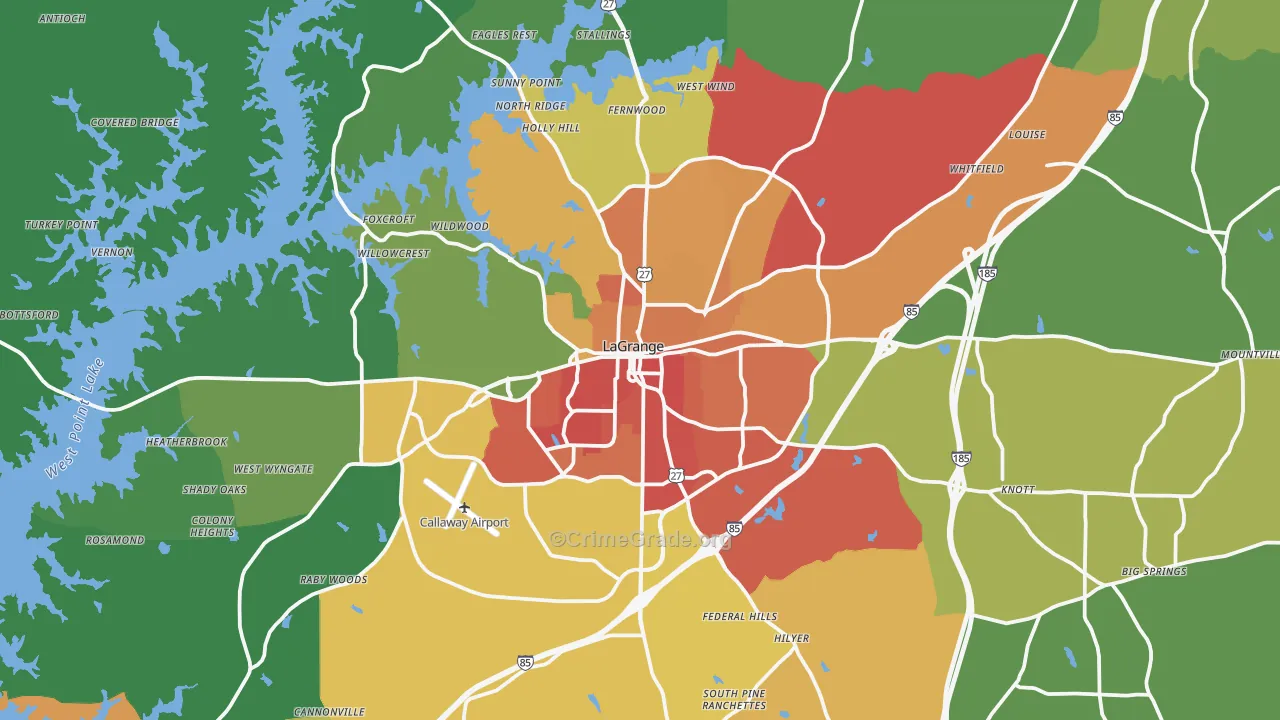 Troup County, GA Map of Murder Rates