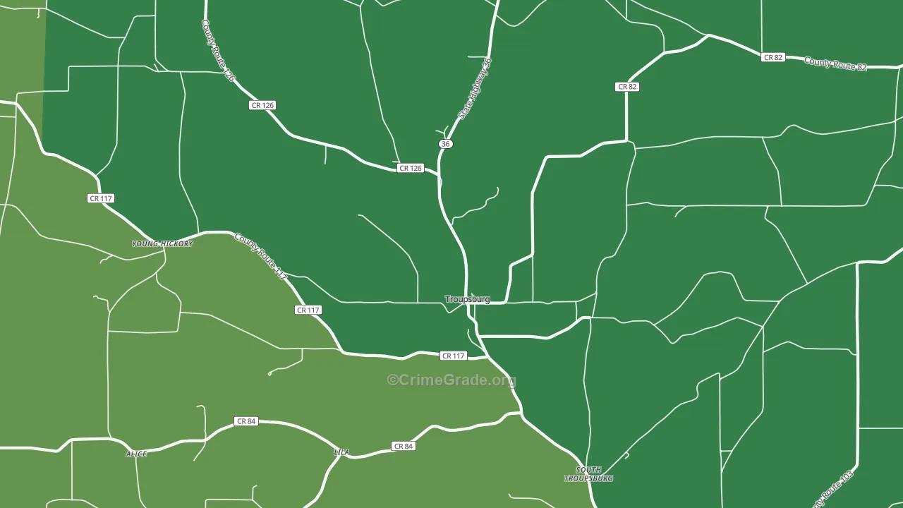 Troupsburg, NY Map of Murder Rates