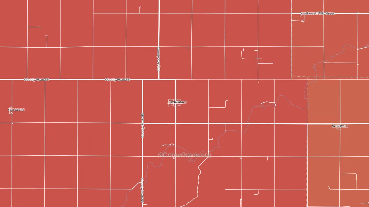 Trousdale, KS Map of Murder Rates