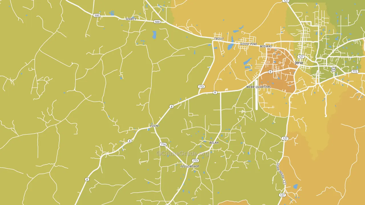 Trout, LA Map of Murder Rates