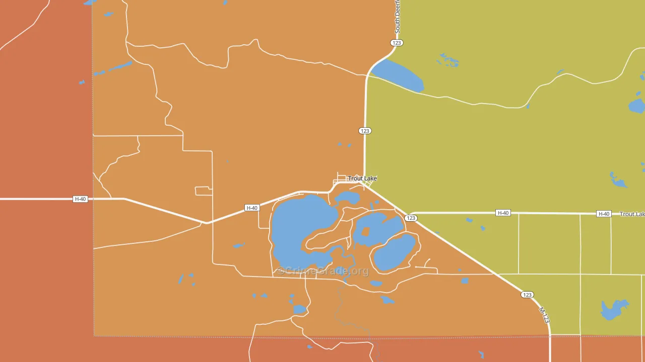 Trout Lake, MI Map of Murder Rates