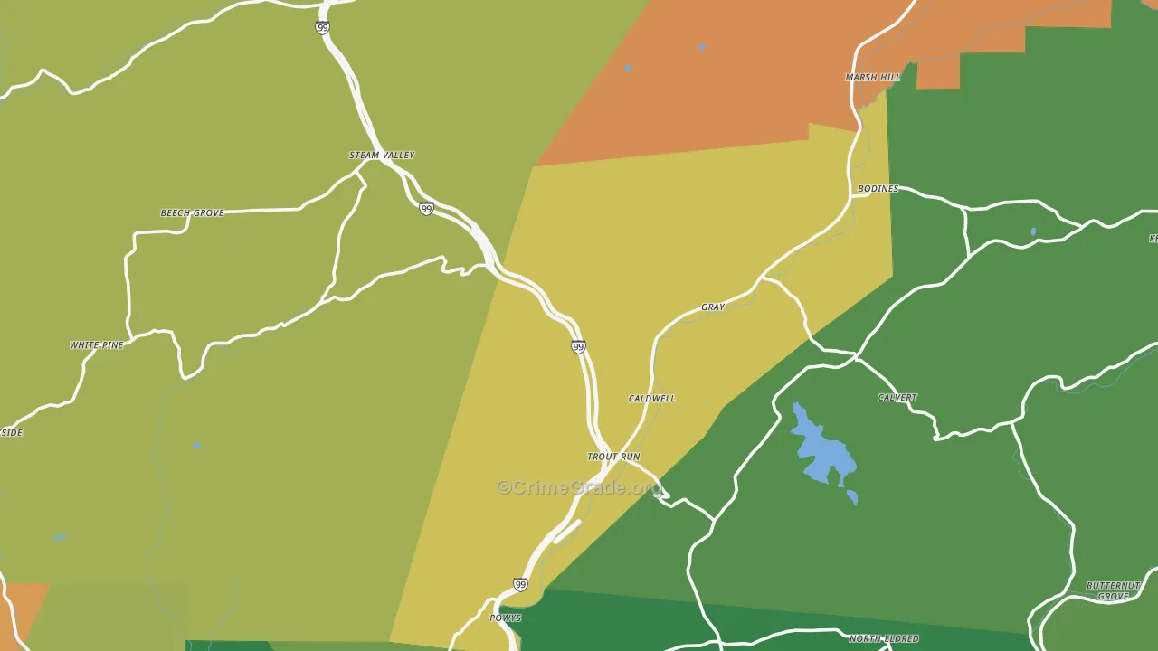 Trout Run, PA Map of Murder Rates