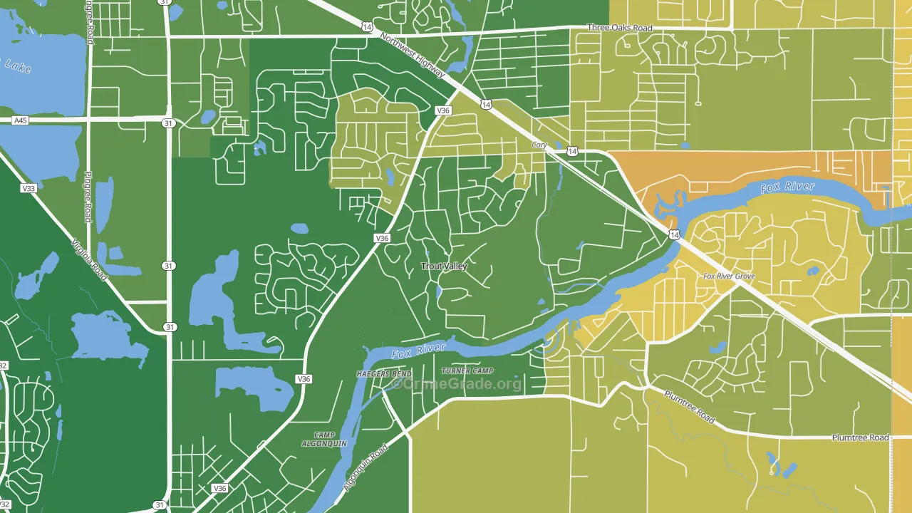 Trout Valley, IL Map of Murder Rates