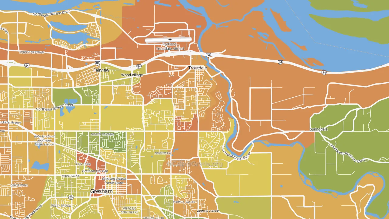 Troutdale, OR Map of Murder Rates