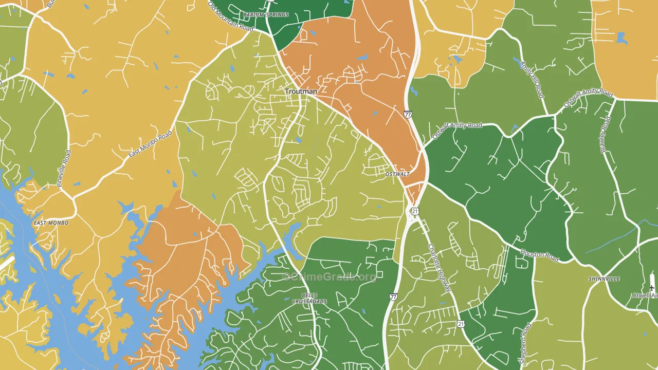 Troutman, NC Map of Murder Rates