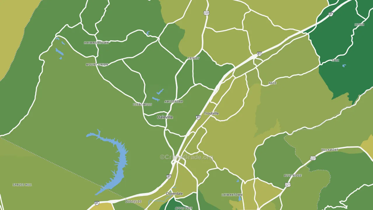 Troutville, VA Map of Murder Rates