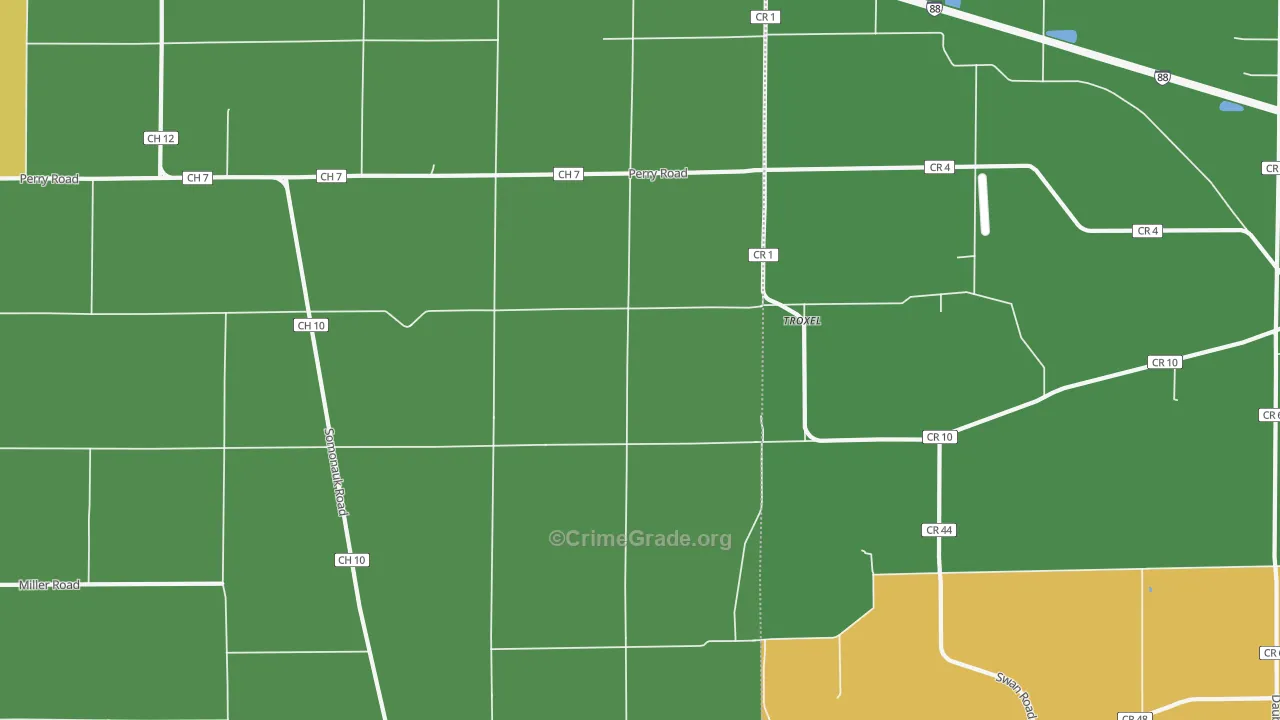 Troxel, IL Map of Murder Rates