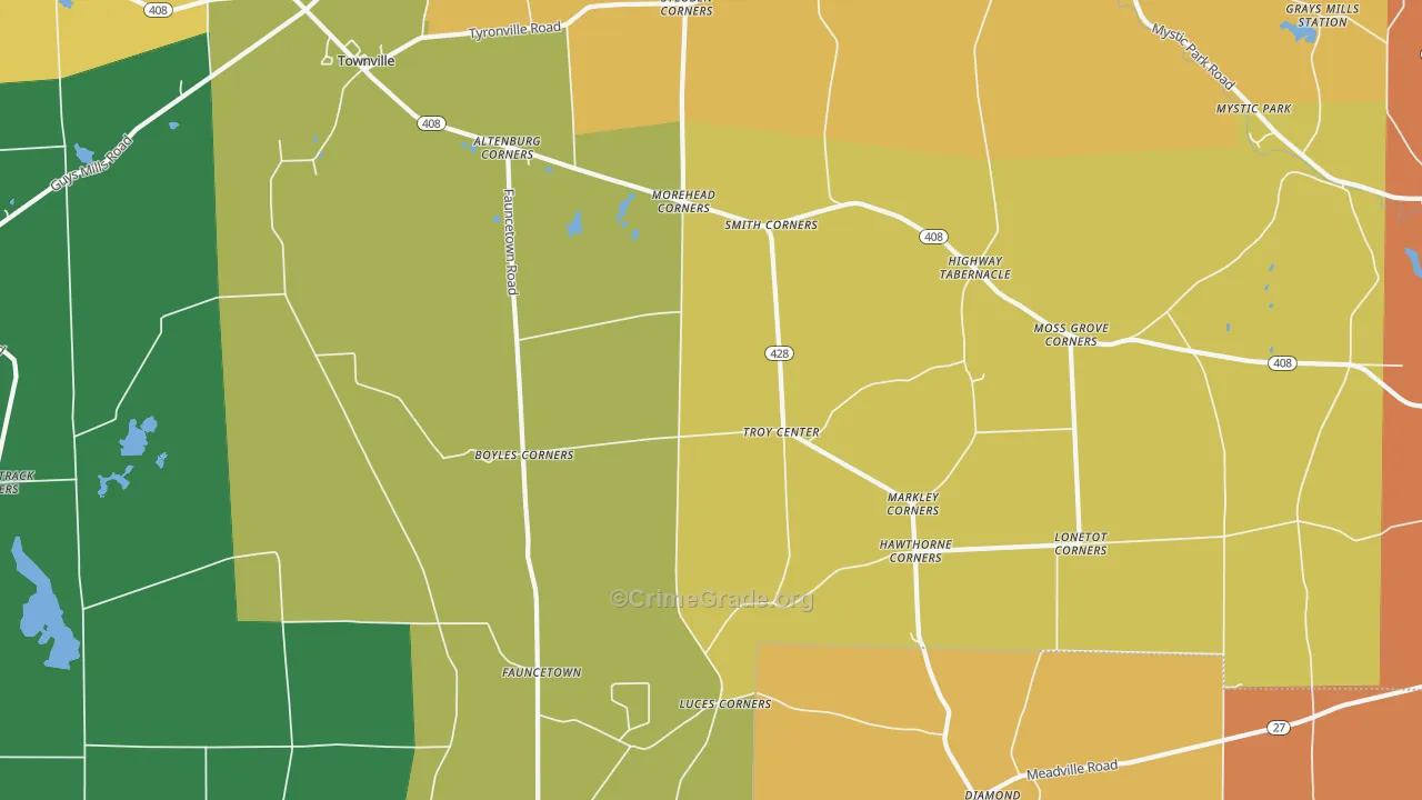 Troy Center, PA Map of Murder Rates
