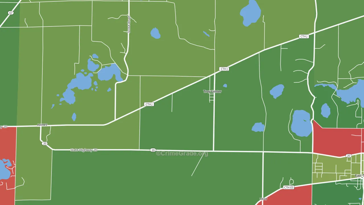 Troy Center, WI Map of Murder Rates