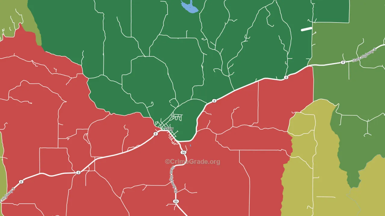 Troy, ID Map of Murder Rates
