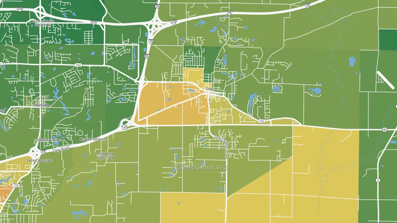 Troy, IL Map of Murder Rates