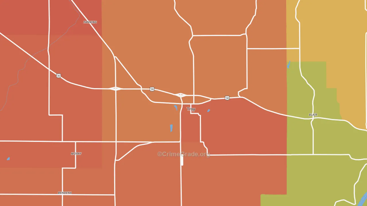 Troy, KS Map of Murder Rates