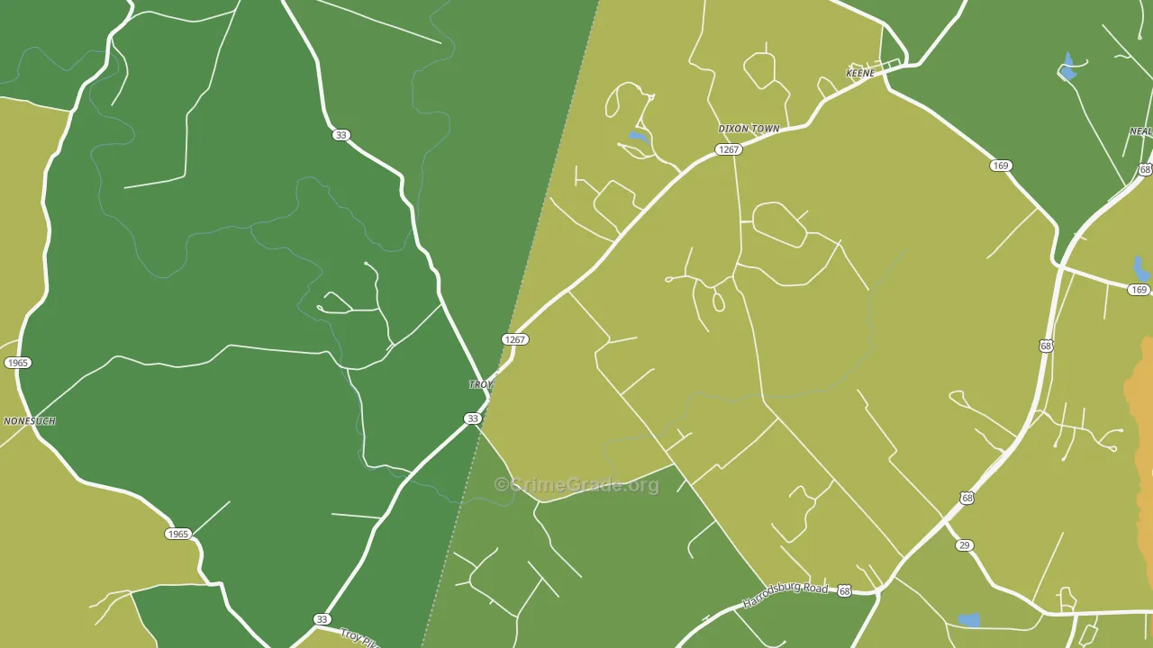Troy, KY Map of Murder Rates