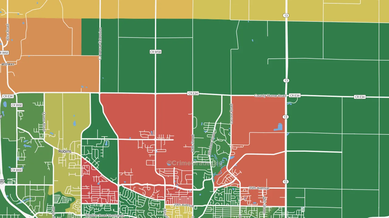 Troy Mills, IA Map of Murder Rates