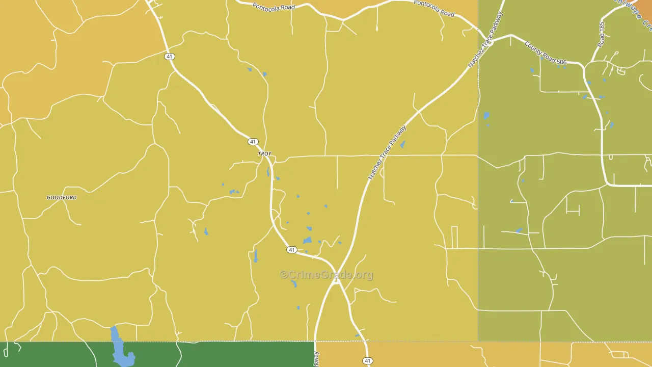 Troy, MS Map of Murder Rates