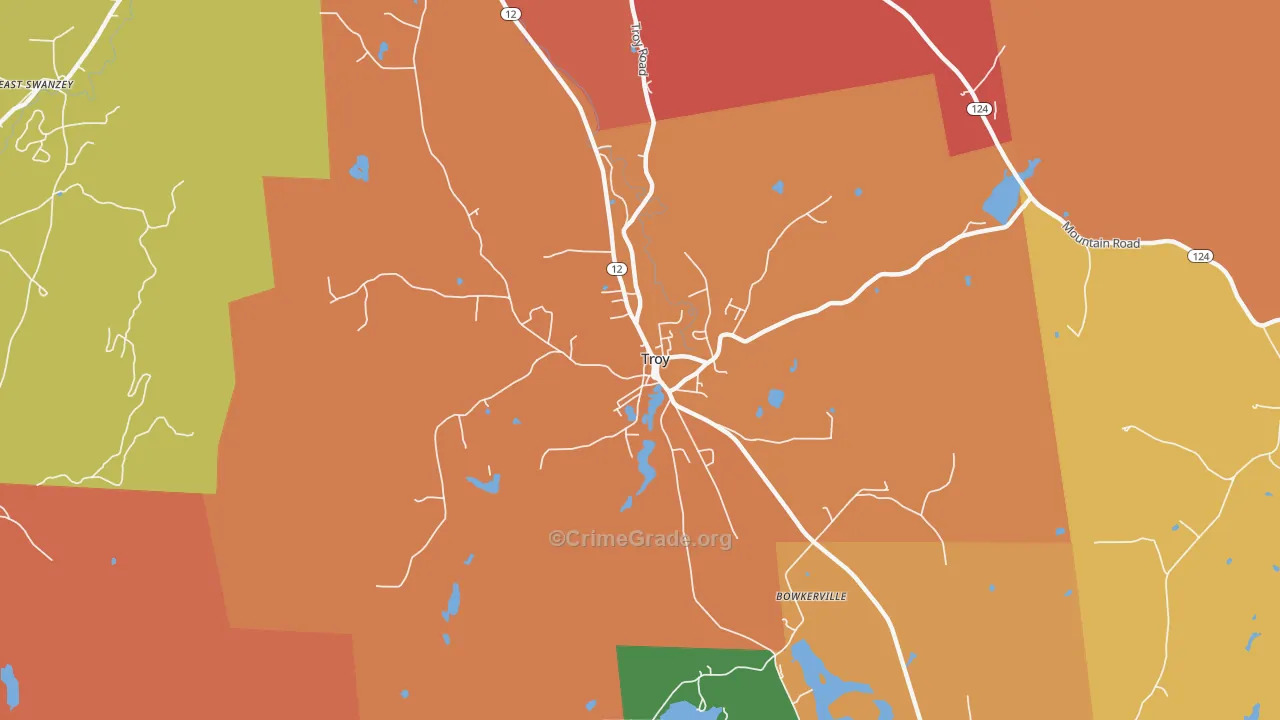 Troy, NH Map of Murder Rates