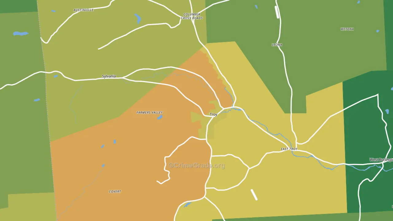 Troy, PA Map of Murder Rates