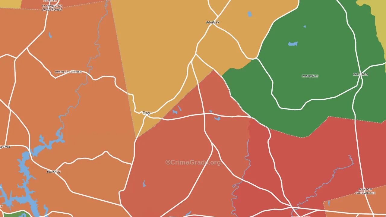 Troy, SC Map of Murder Rates