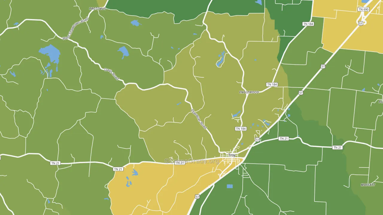 Troy, TN Map of Murder Rates