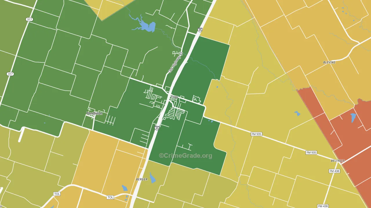 Troy, TX Map of Murder Rates
