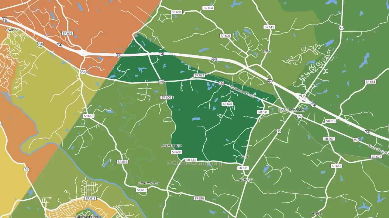 Troy, VA Map of Murder Rates