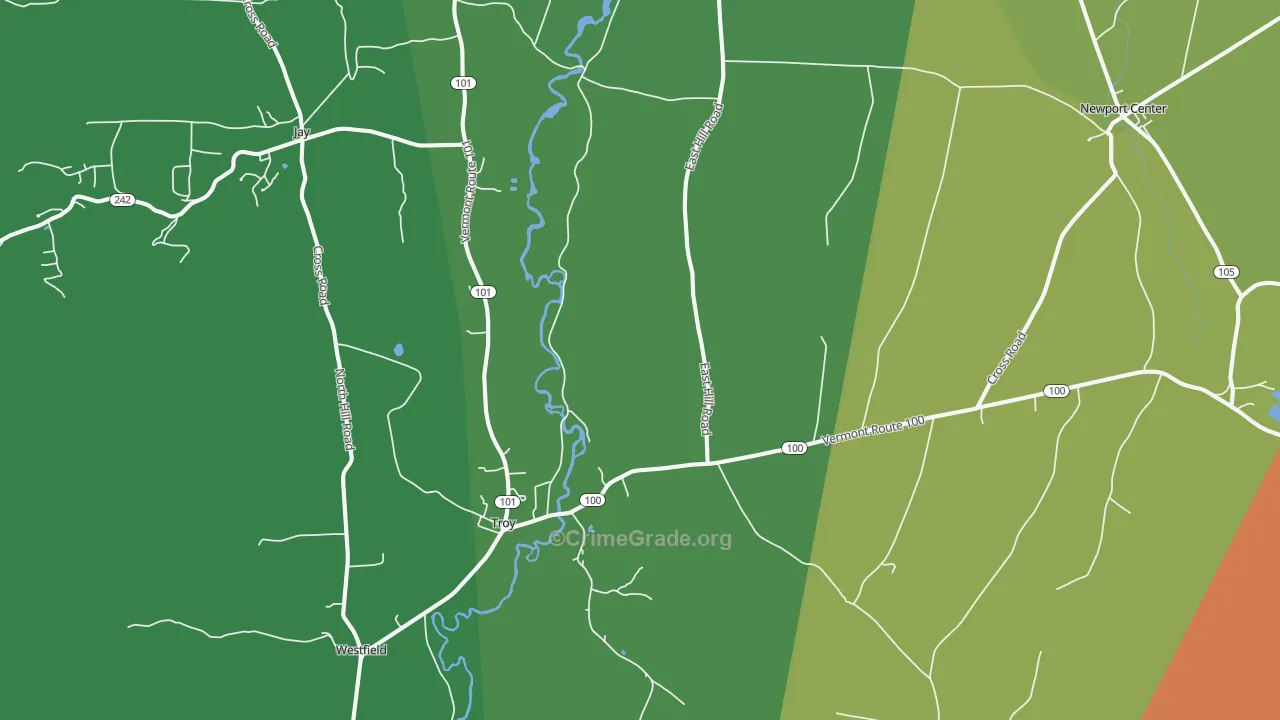 Troy, VT Map of Murder Rates
