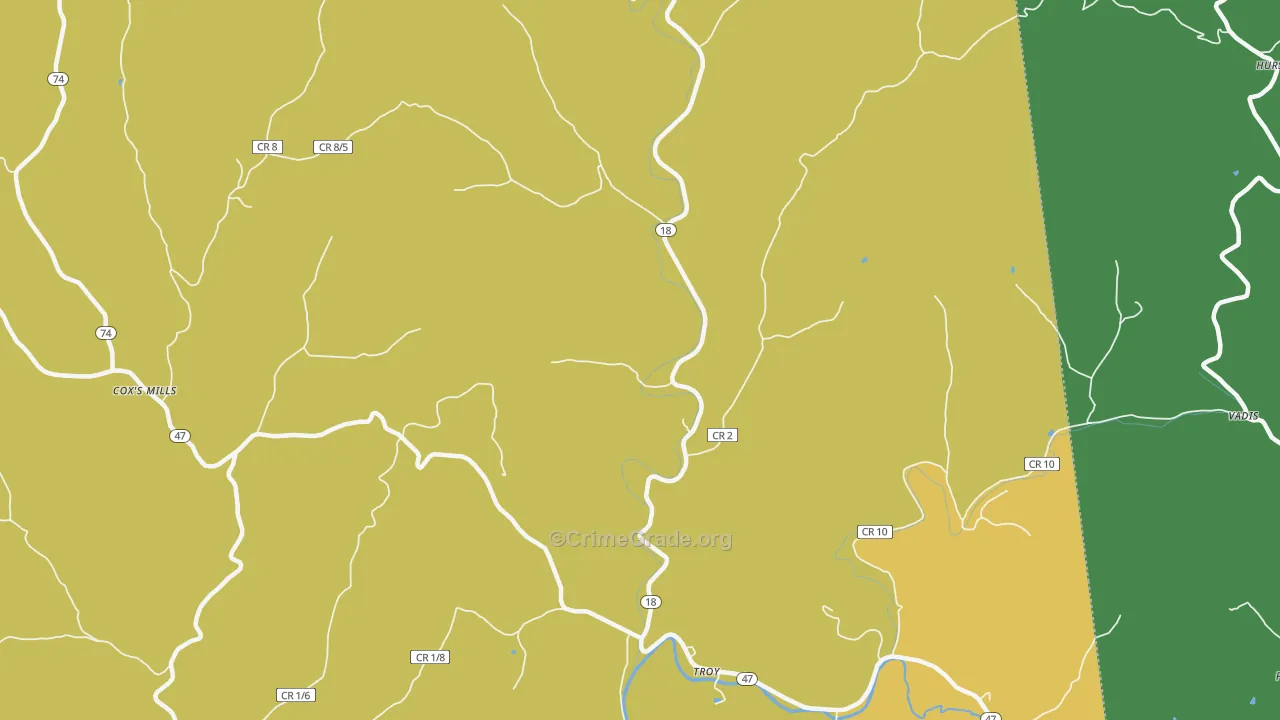 Troy, WV Map of Murder Rates