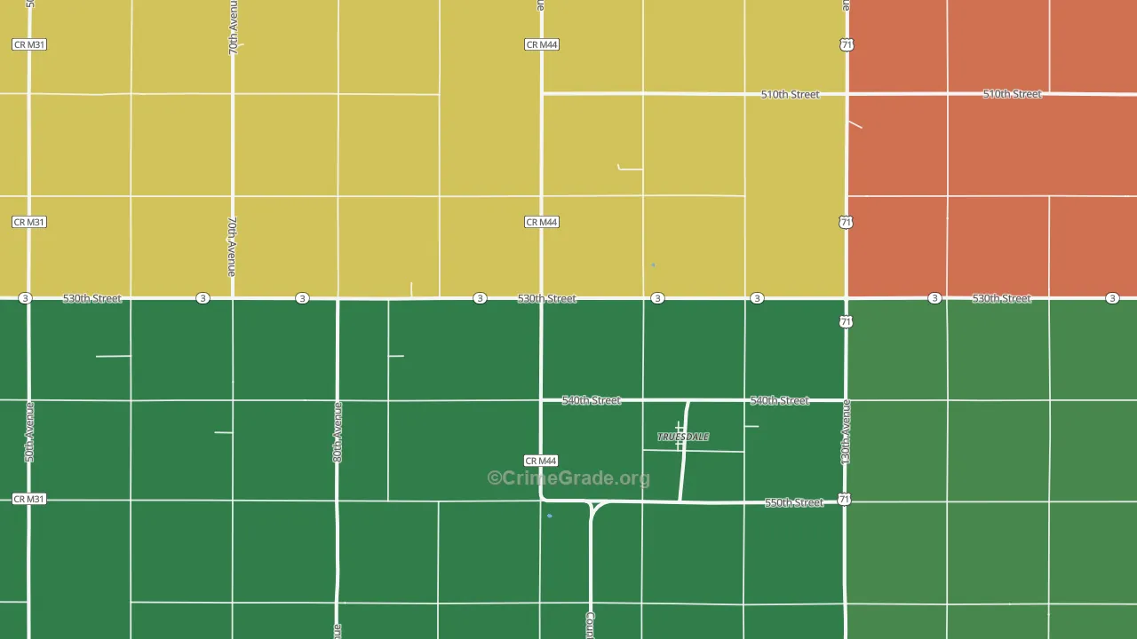Truesdale, IA Map of Murder Rates