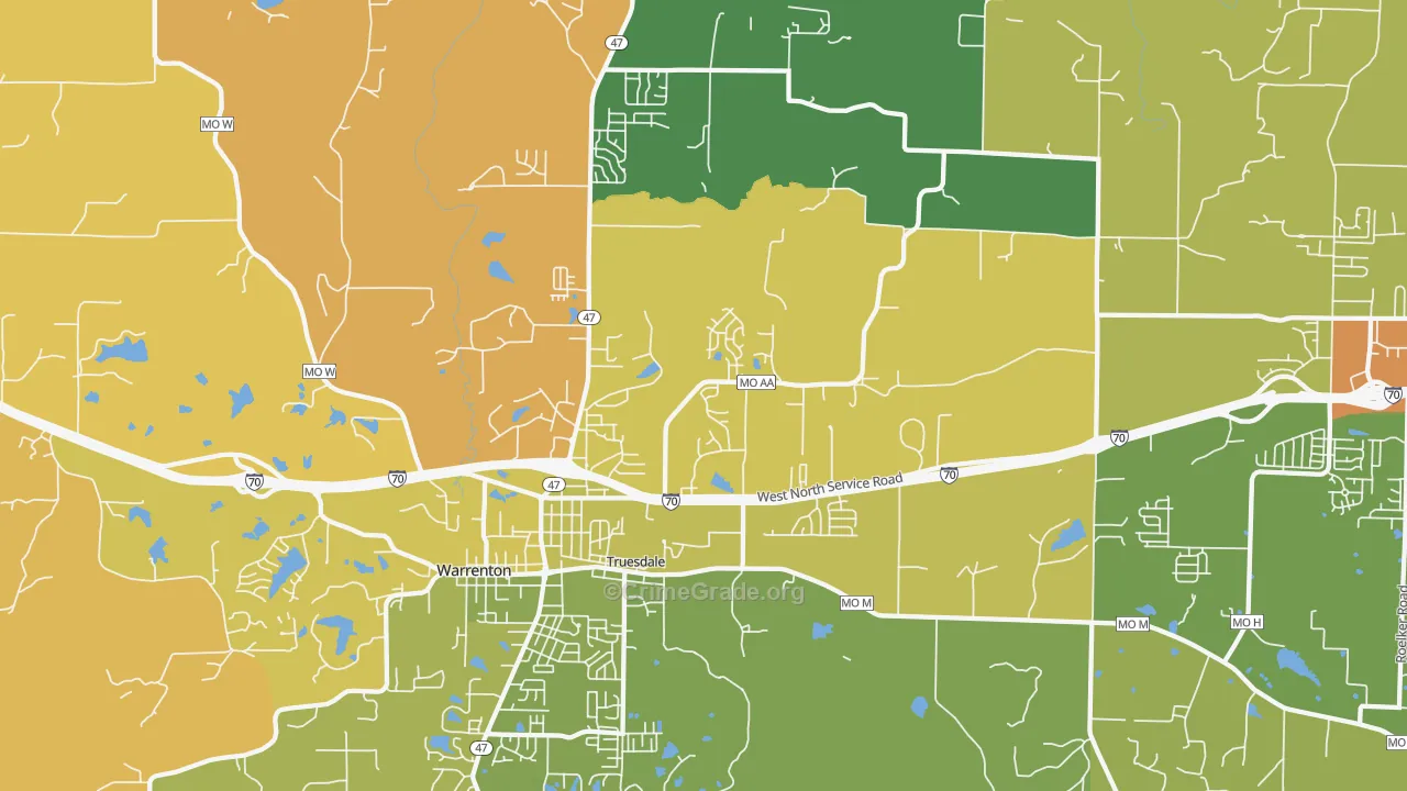 Truesdale, MO Map of Murder Rates
