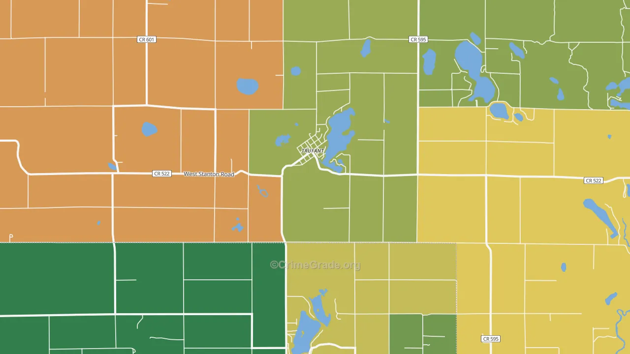 Trufant, MI Map of Murder Rates
