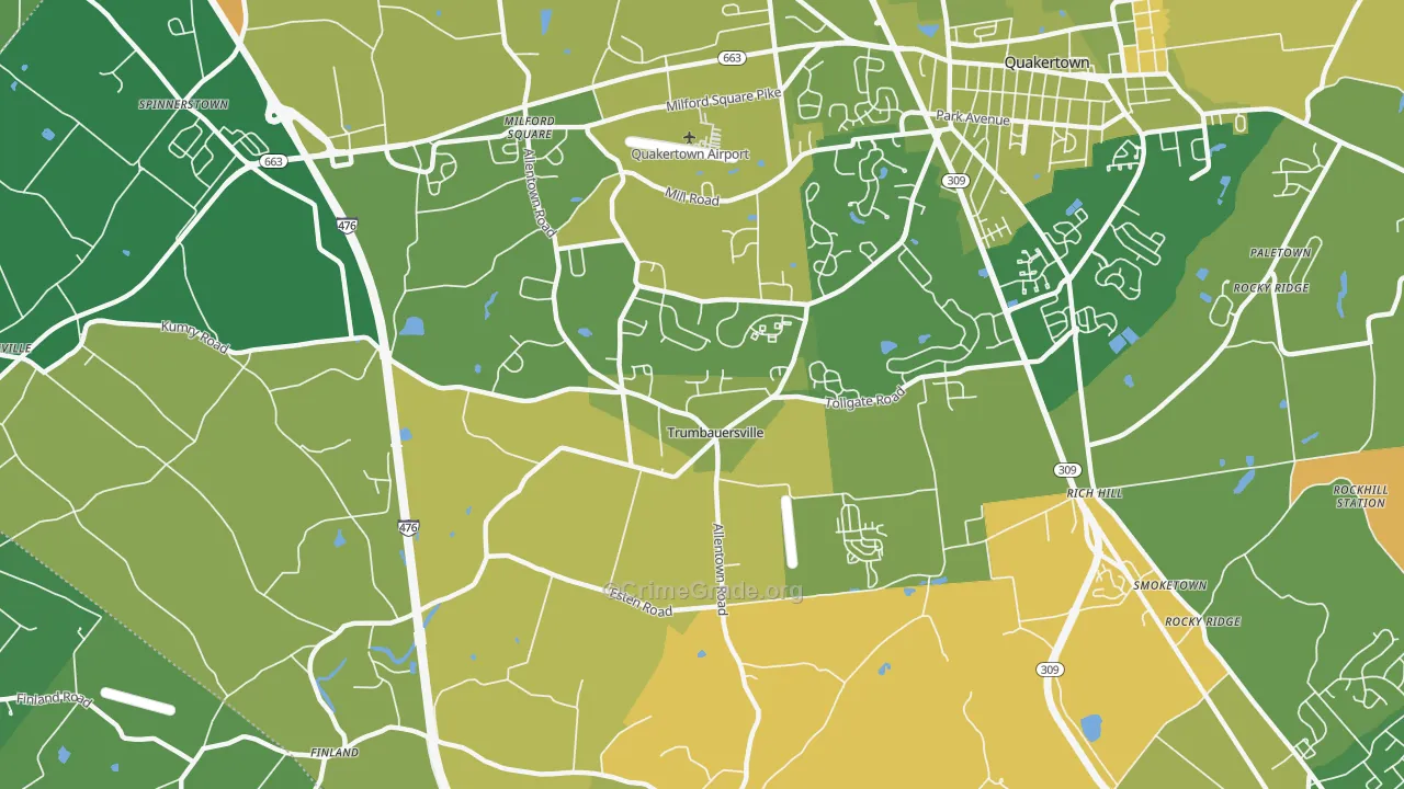 Trumbauersville, PA Map of Murder Rates