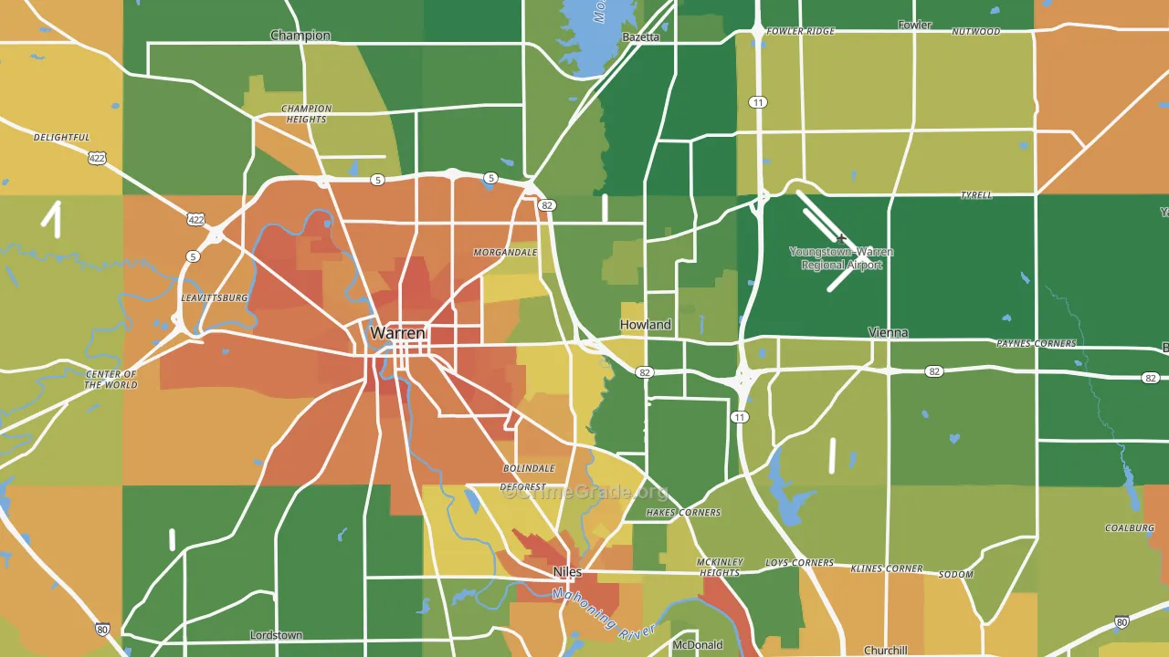 Trumbull County, OH Map of Murder Rates