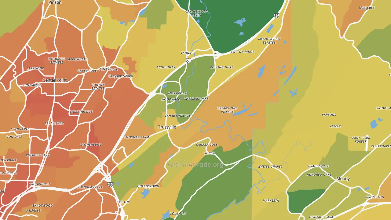 Trussville, AL Map of Murder Rates