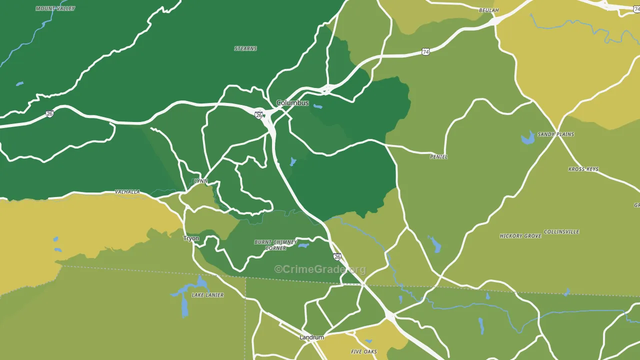 Tryon, NC Map of Murder Rates