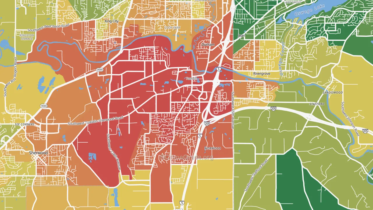 Tualatin, OR Map of Murder Rates