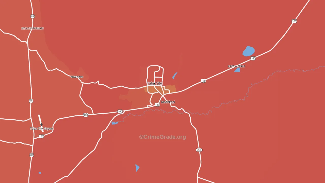 Tuba City, AZ Map of Murder Rates